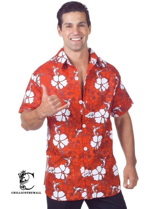 Tropical Holiday Men’S Hawaiian Costume Shirt In Red