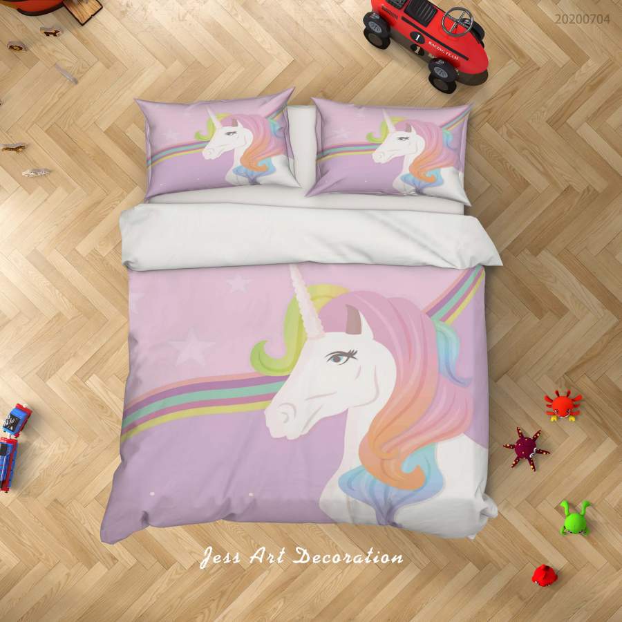 3D Cartoon Unicorn Quilt Cover Set Bedding Set Duvet Cover Pillowcases SF187