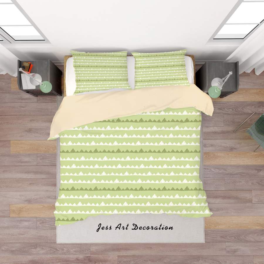 3D Green Triangle Pattern Quilt Cover Set Bedding Set Duvet Cover Pillowcases SF21