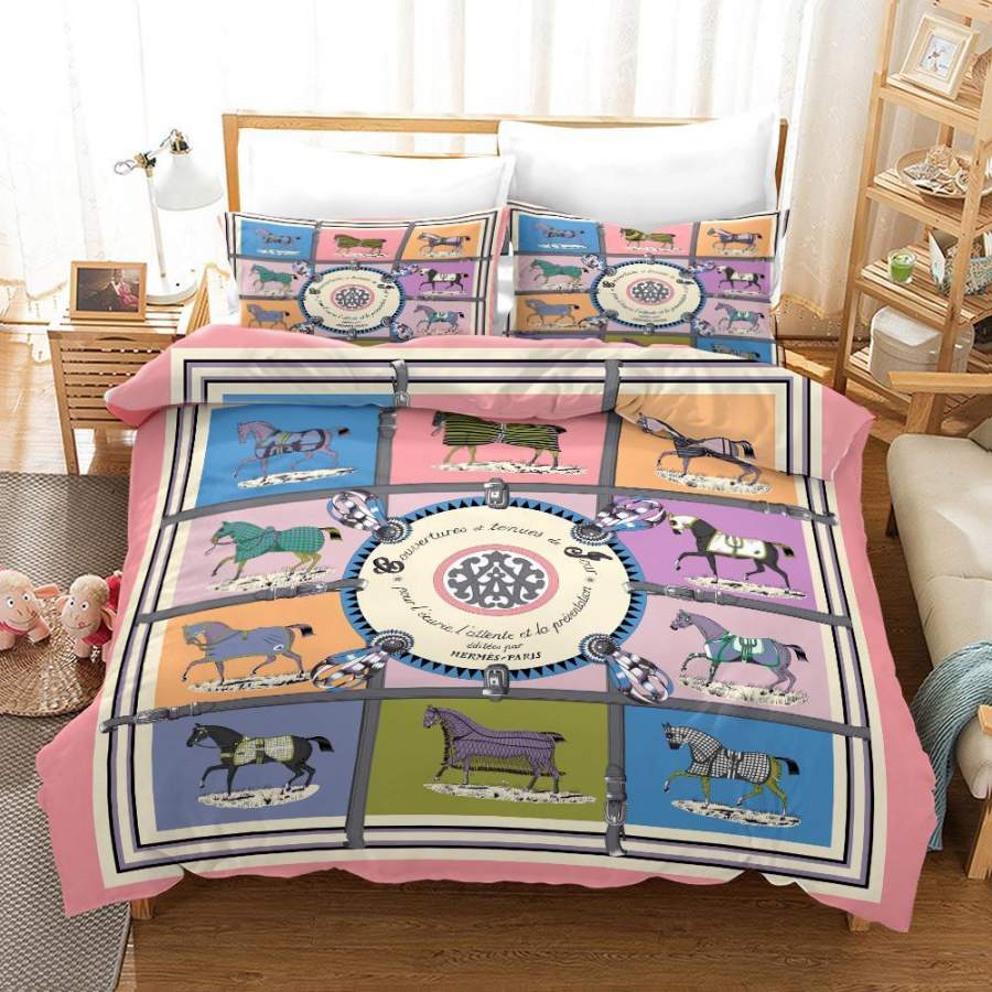 3D Retro Horse Pattern Quilt Cover Set Bedding Set Pillowcases 183