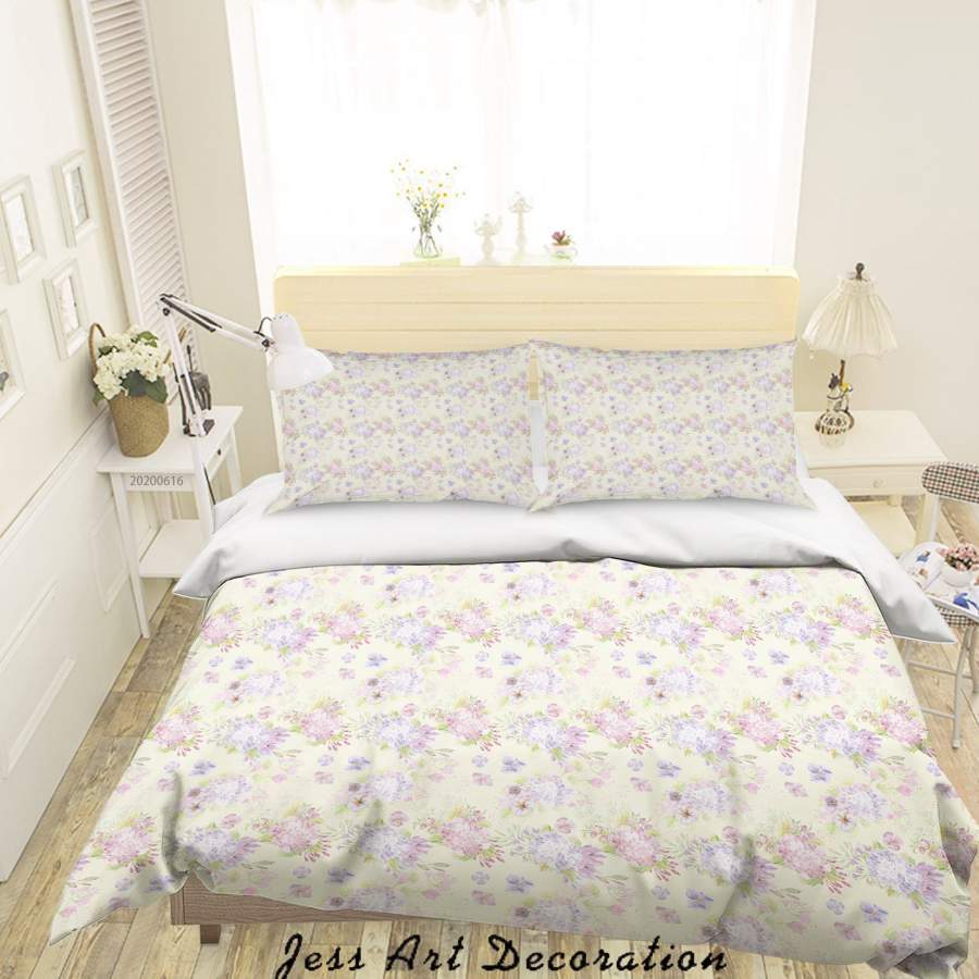 3D Pink Blue Flowers Quilt Cover Set Bedding Set Duvet Cover Pillowcases SF11