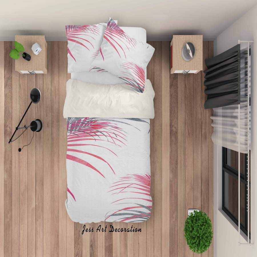 3D Pink Leaves Quilt Cover Set Bedding Set Duvet Cover Pillowcases A016 LQH