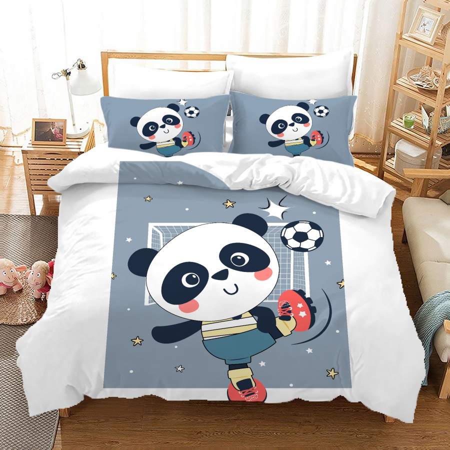 3D Cartoon Panda Football Quilt Cover Set Bedding Set Duvet Cover Pillowcases A650 LQH