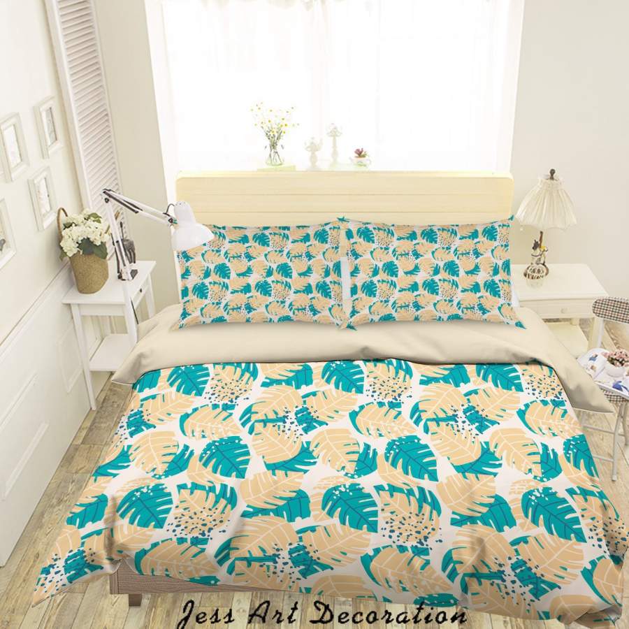 3D Tropical Leaves Quilt Cover Set Bedding Set Duvet Cover Pillowcases A048 LQH