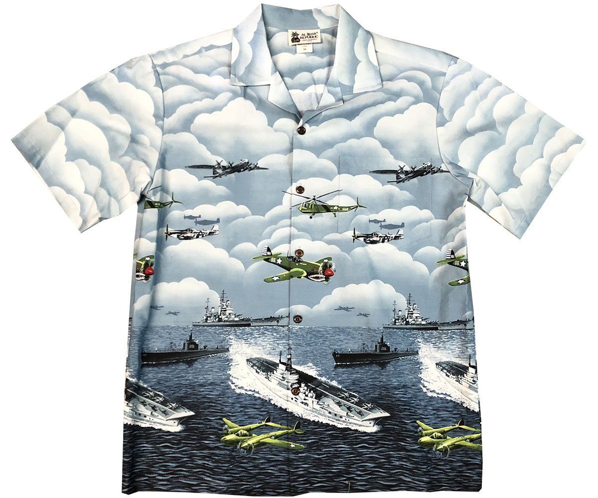 Vintage Ops Gray Hawaiian Shirt