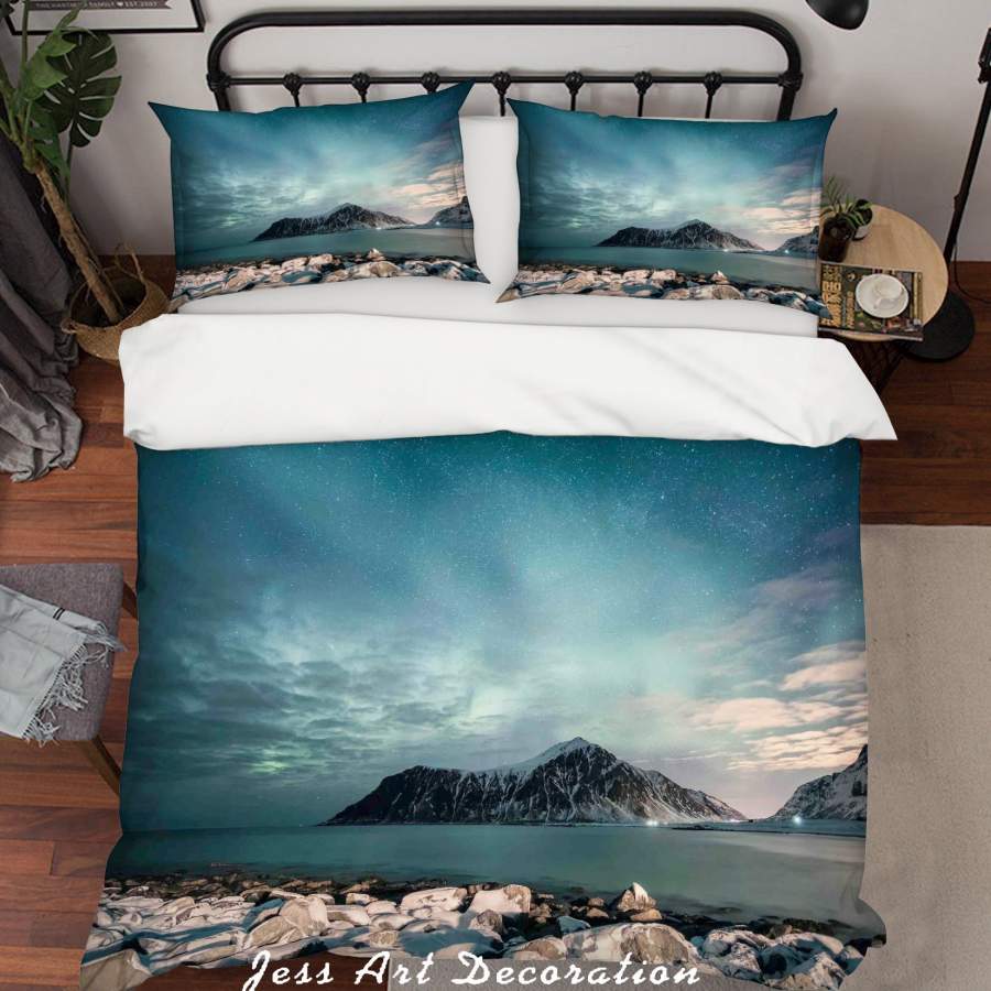 3D Mountain River Star Sky Universe Quilt Cover Set Bedding Set Pillowcases SF64