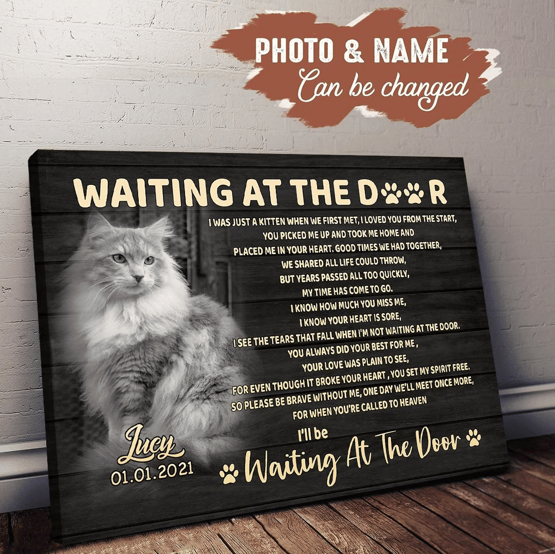 Waiting At The Door Cat Poem Personalized Cat Memorial Gift Canvas