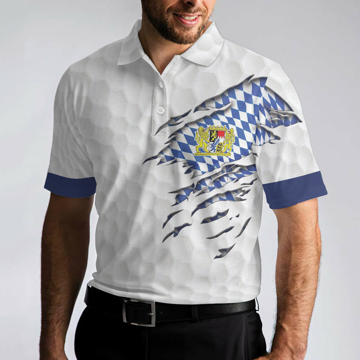 Bavaria Flag & Golf Ball Men Polo Shirt