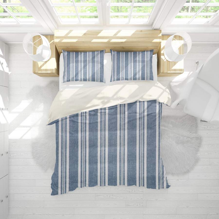 3D Blue  Vintage  Stripe  Quilt Cover Set Bedding Set Pillowcases