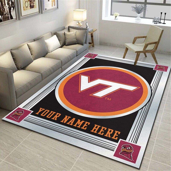 Virginia Tech Hokies Personalized Rug, Living Room Bedroom Carpet, Customized Floor Mat