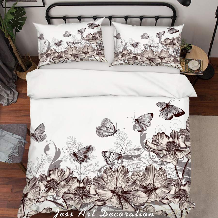 3D Floral Butterfly Quilt Cover Set Bedding Set Duvet Cover Pillowcases SF99