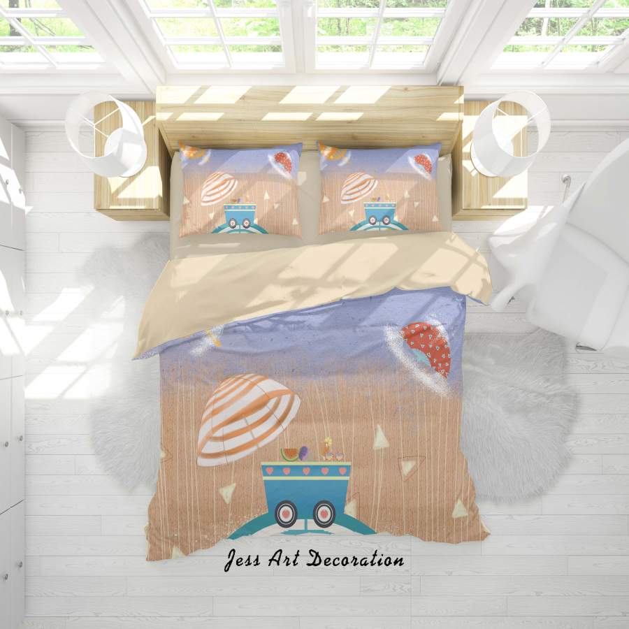 3D Cartoon Umbrella Ice Cream Quilt Cover Set Bedding Set Duvet Cover Pillowcases A537 LQH