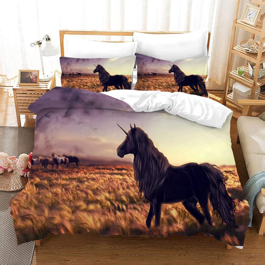 3D Prairie Unicorn Quilt Cover Set Bedding Set Duvet Cover Pillowcases JN1013