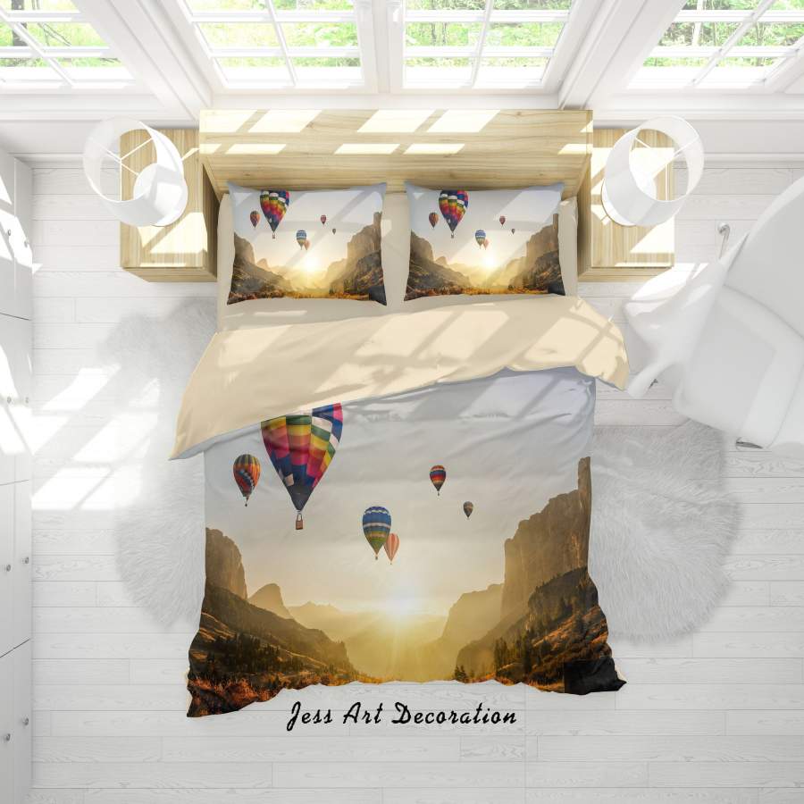 3D Mountain Hot Air Balloon Quilt Cover Set Bedding Set Duvet Cover Pillowcases A377 LQH