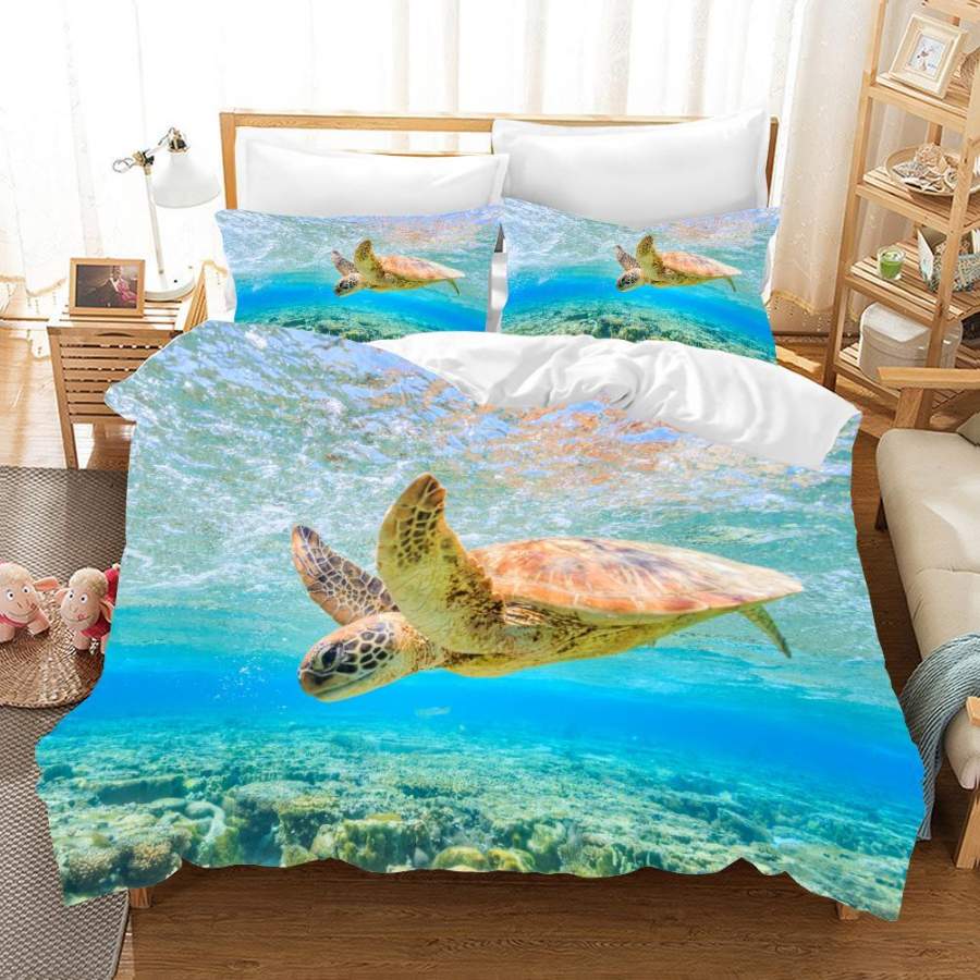 3D Blue Sea Turtle Quilt Cover Set Bedding Set Pillowcases 102