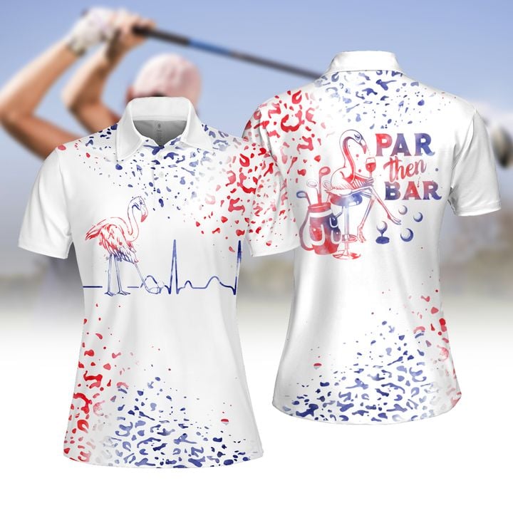 Watercolor Leopard Par Then Bar Flamingo Women Golf Polo Shirt