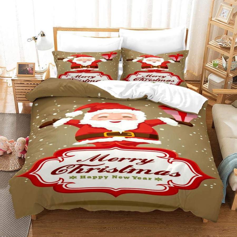 3D Santa Claus Quilt Cover Set Bedding Set Duvet Cover Pillowcases A622 LQH