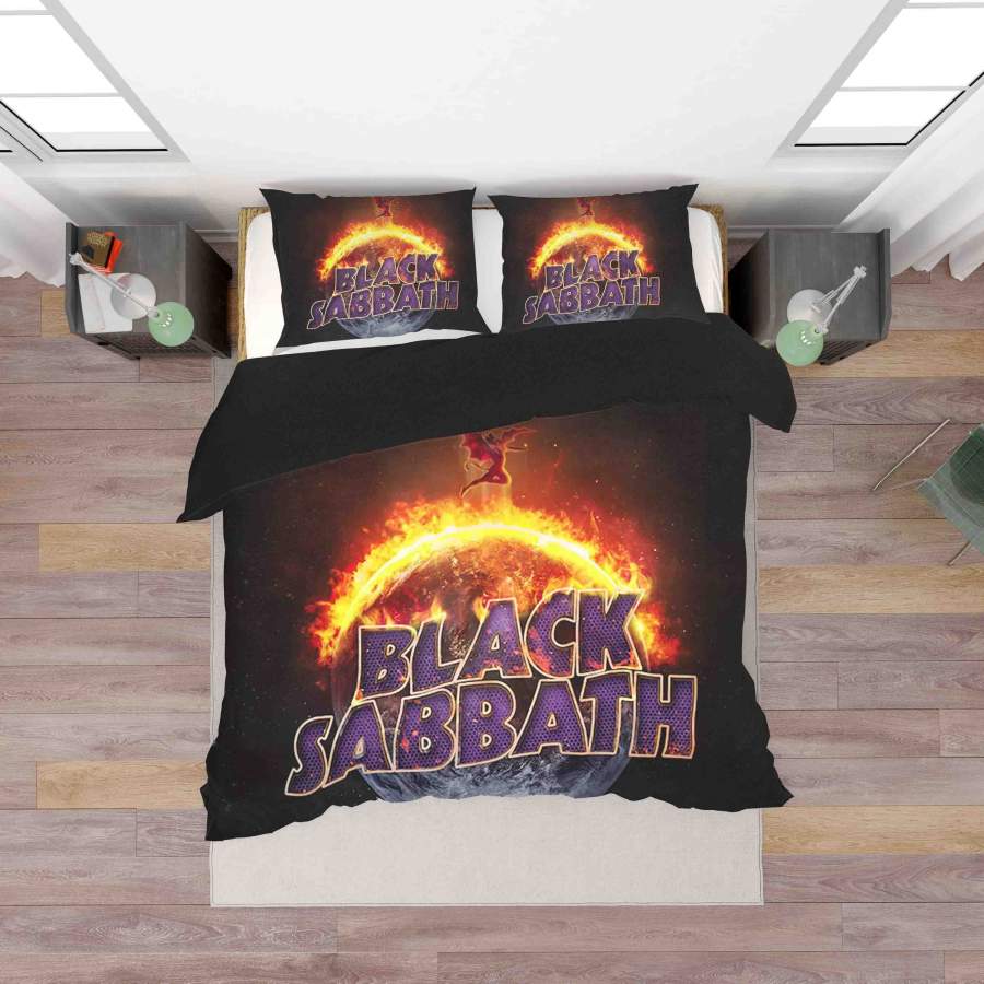 3D Fire Black Sabbath Quilt Cover Set Bedding Set Duvet Cover Pillowcases SF47