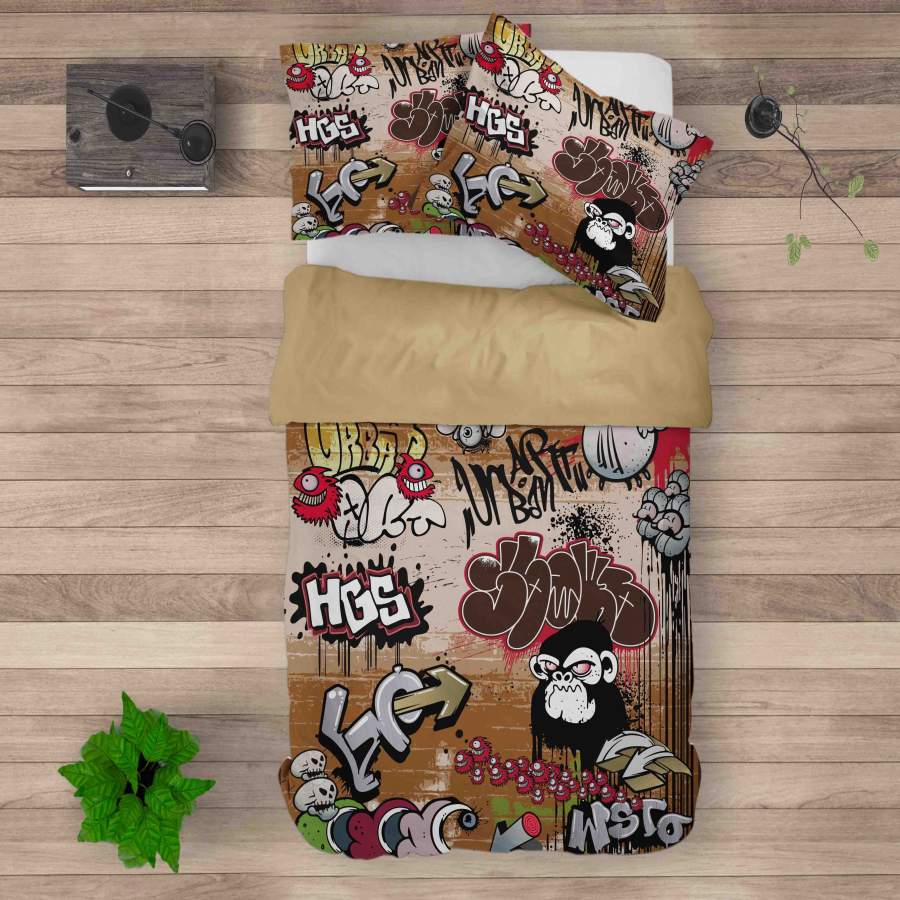 3D Dark Graffiti Gorilla Quilt Cover Set Bedding Set Duvet Cover Pillowcases SF078