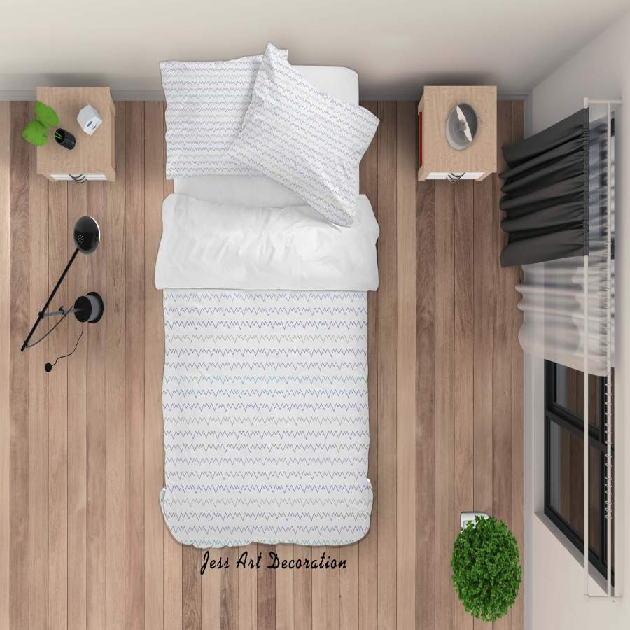 3D White Wavy Line Quilt Cover Set Bedding Set Duvet Cover Pillowcases SF69