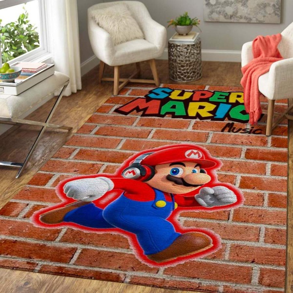 Video Game Fans Mario Area Rug – Gaming Home Decor – HomeBeautyUS