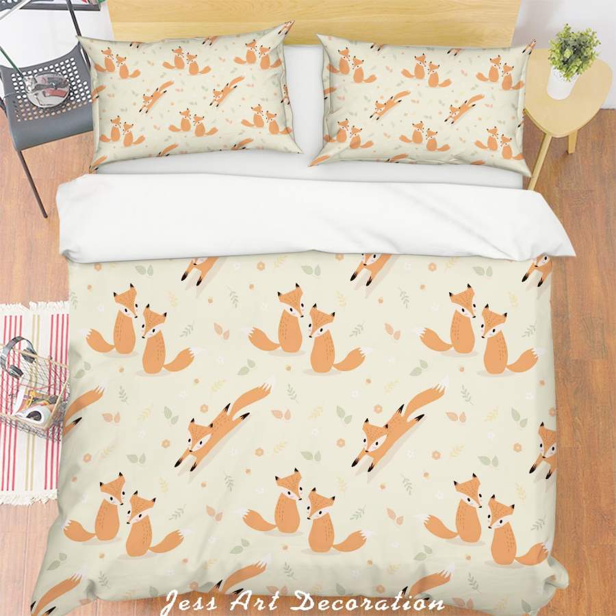 3D Orange Fox Quilt Cover Set Bedding Set Pillowcases 141