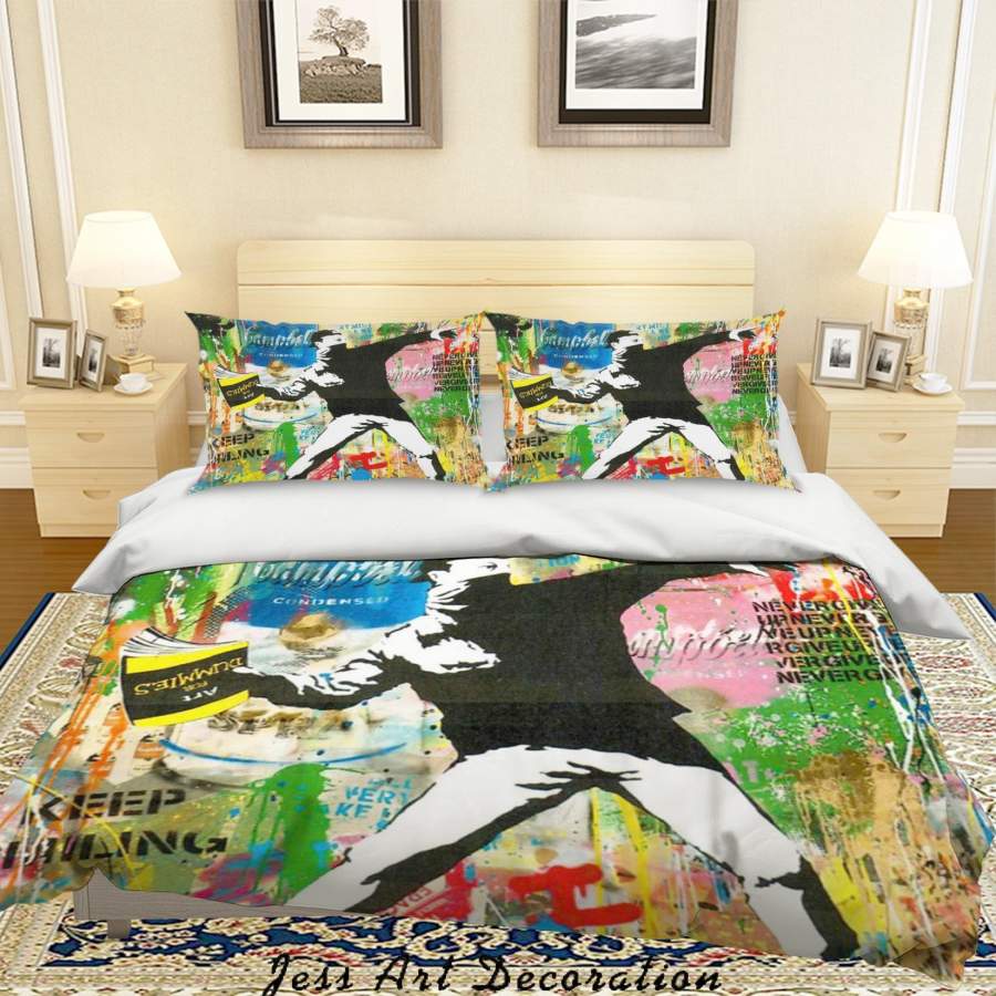 3D  Banksy Thrower Quilt Cover Set Bedding Set Duvet Cover Pillowcases  ZY D82