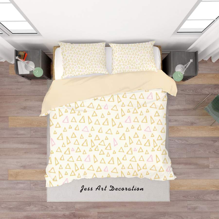 3D Yellow Triangle Quilt Cover Set Bedding Set Duvet Cover Pillowcases SF20