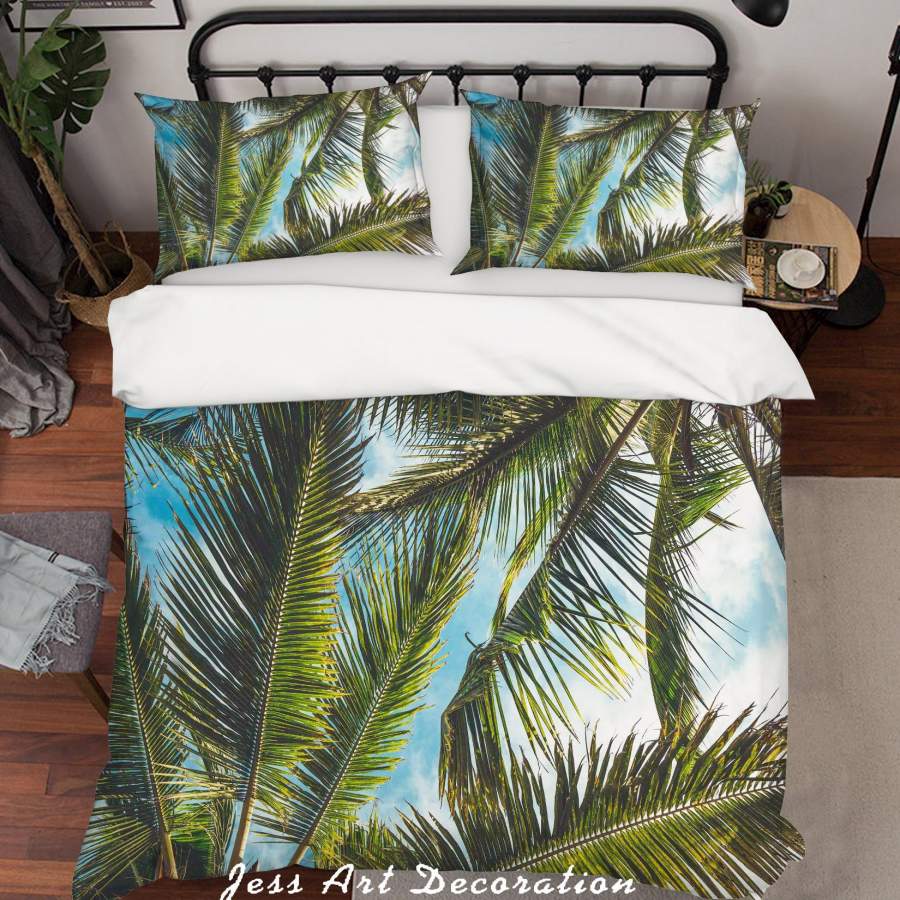 3D Palm Sky Quilt Cover Set Bedding Set Duvet Cover Pillowcases LQH A153