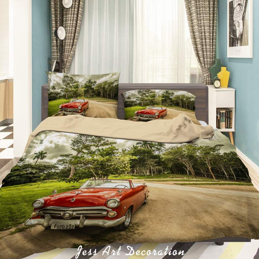 3D Palm Auto Dirt Road Quilt Cover Set Bedding Set Duvet Cover Pillowcases A096 LQH