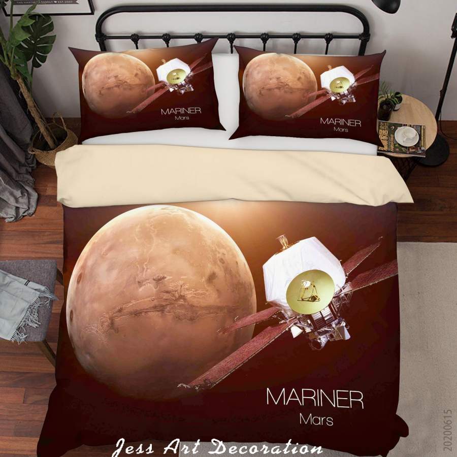 3D Golden Space Satellite Planet Quilt Cover Set Bedding Set Duvet Cover Pillowcases SF90