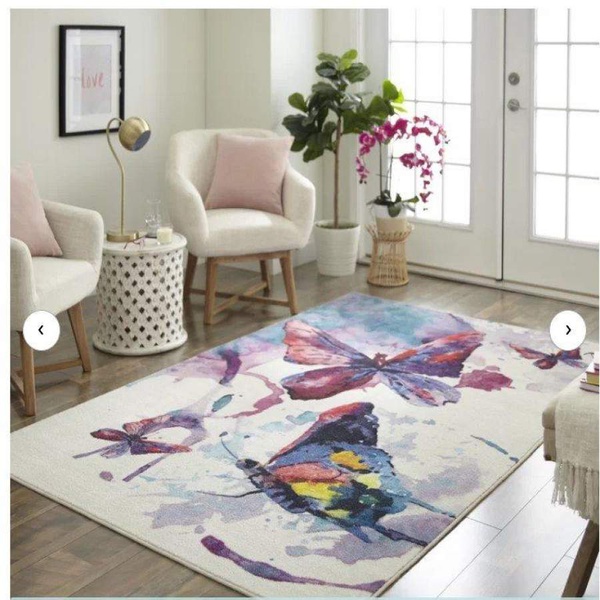 Watercolor Butterflies Purple White CL240961MDR Rug