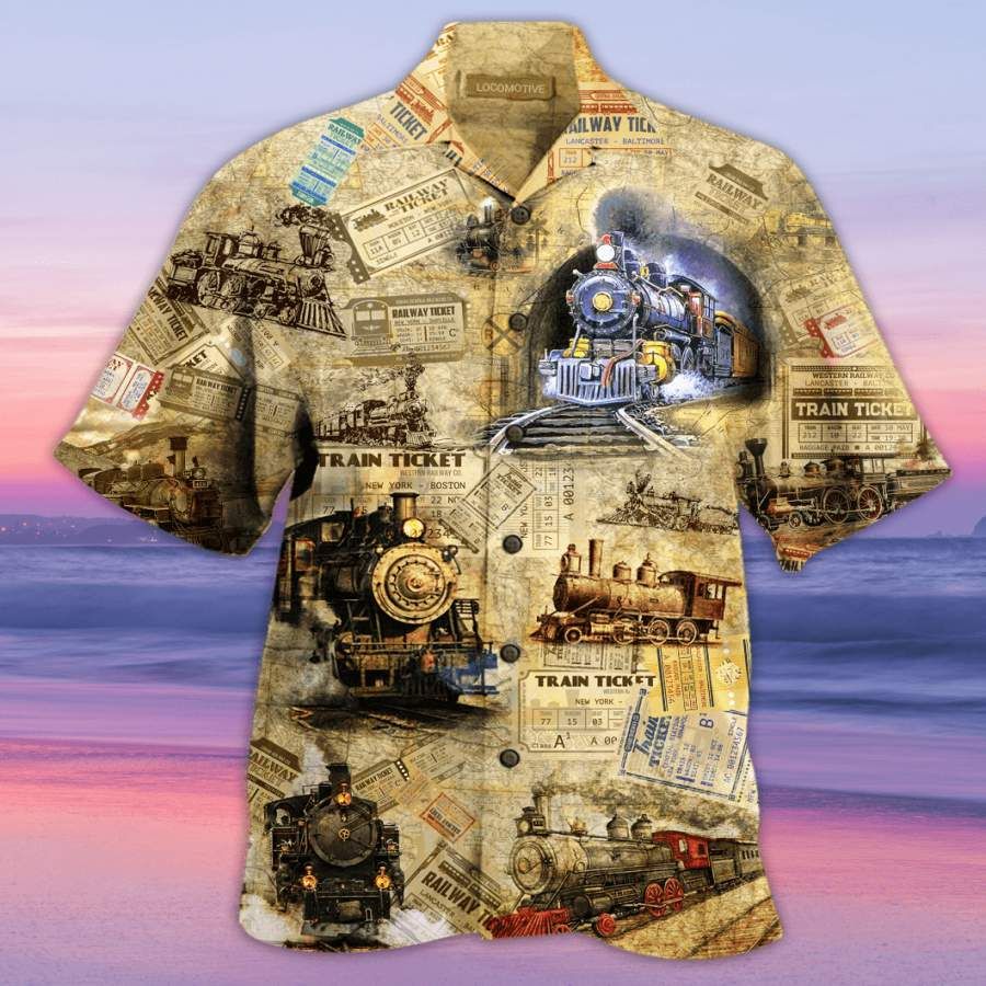 Vintage Trains Hawaiian Aloha Shirts