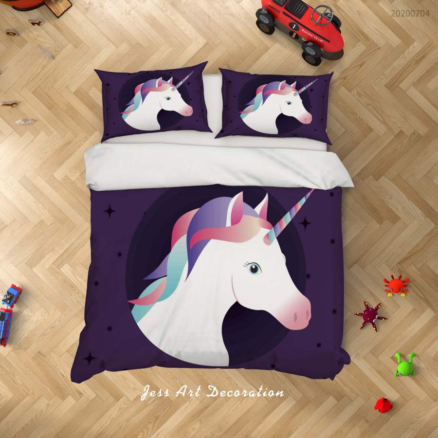 3D Dark Unicorn Quilt Cover Set Bedding Set Duvet Cover Pillowcases SF220