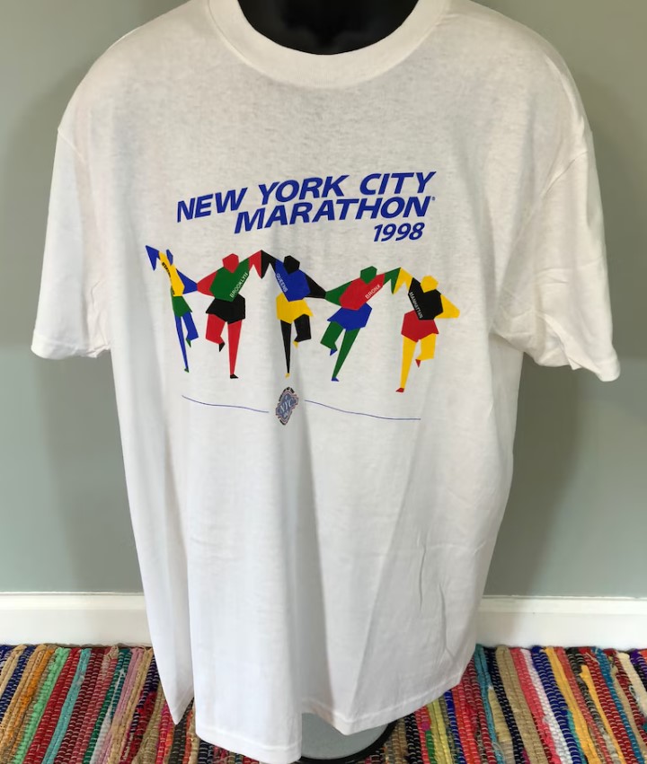 Vintage New York City Marathon 1998 Tee Shirt Outfit, Shirt Outfit Idea