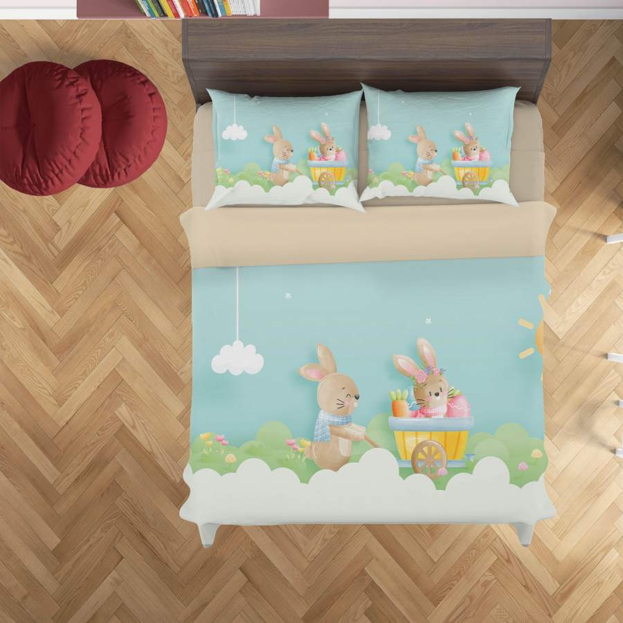 3D Cartoon Rabbit Animal Blue Quilt Cover Set Bedding Set Duvet Cover Pillowcases A301 LQH