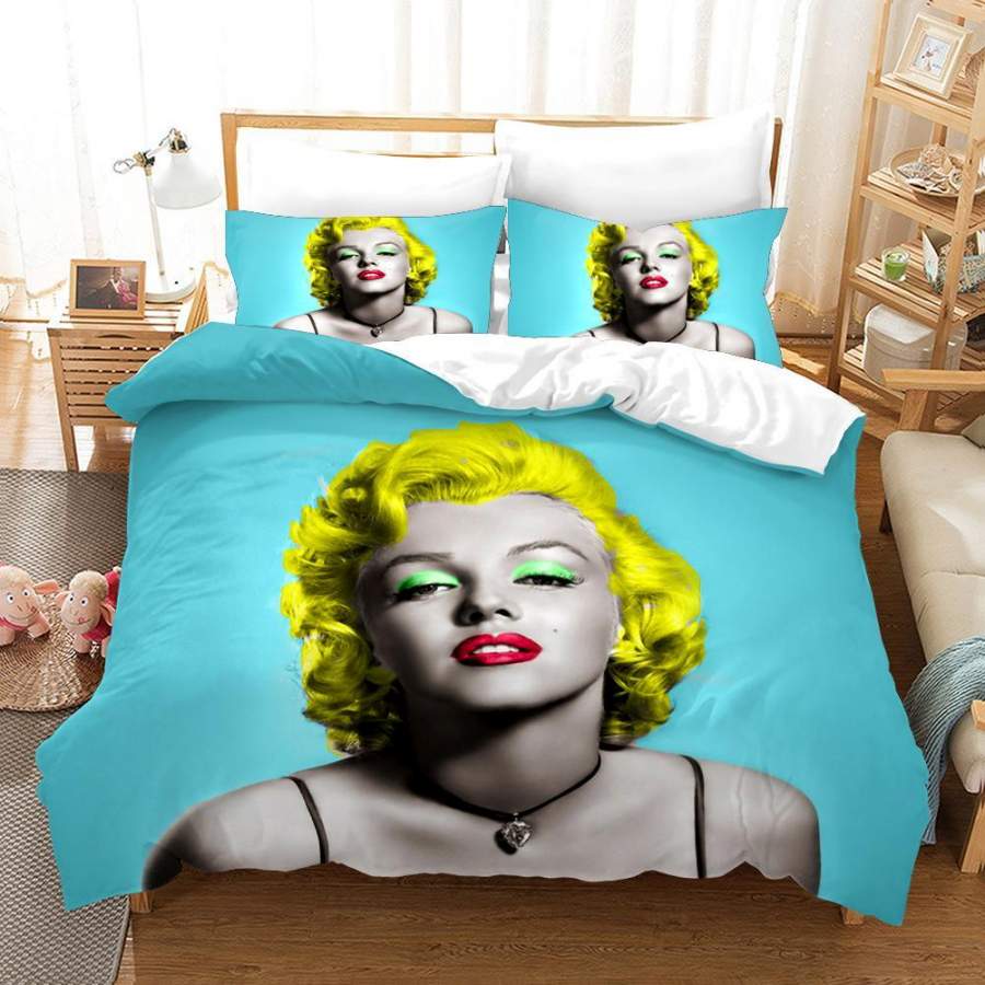 3D Blue Marilyn Monroe Quilt Cover Set Bedding Set Pillowcases 130