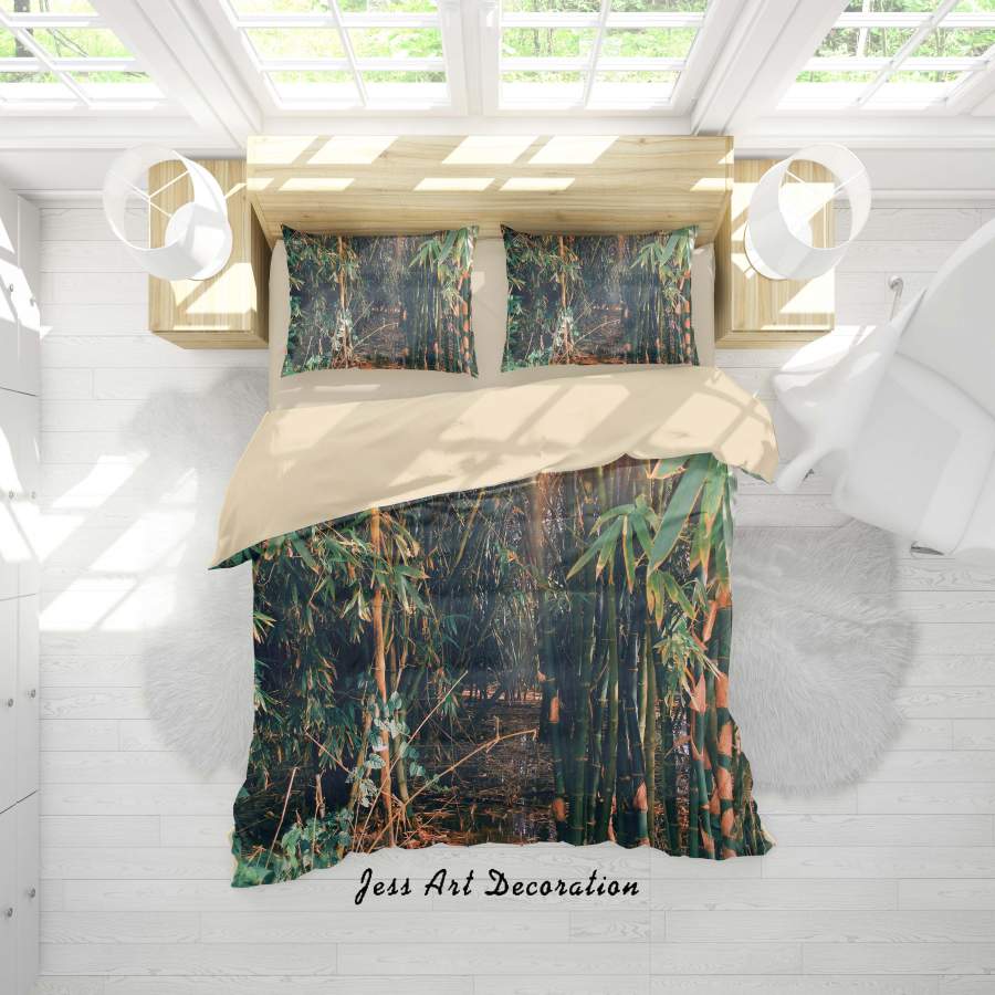 3D Green Bamboo Forest Quilt Cover Set Bedding Set Duvet Cover Pillowcases A327 LQH