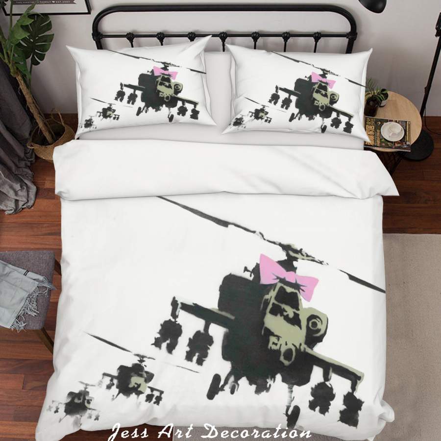 3D Banksy Happy Choppers White Background Quilt Cover Set Bedding Set Duvet Cover Pillowcases  ZY D31