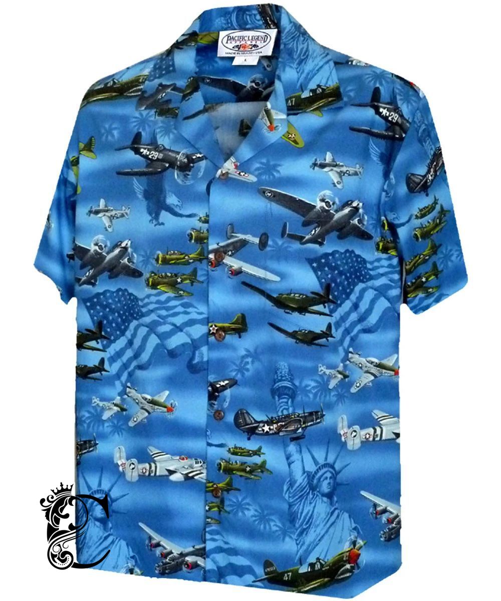 Vintage Wings Of Liberty Blue Hawaiian Shirt