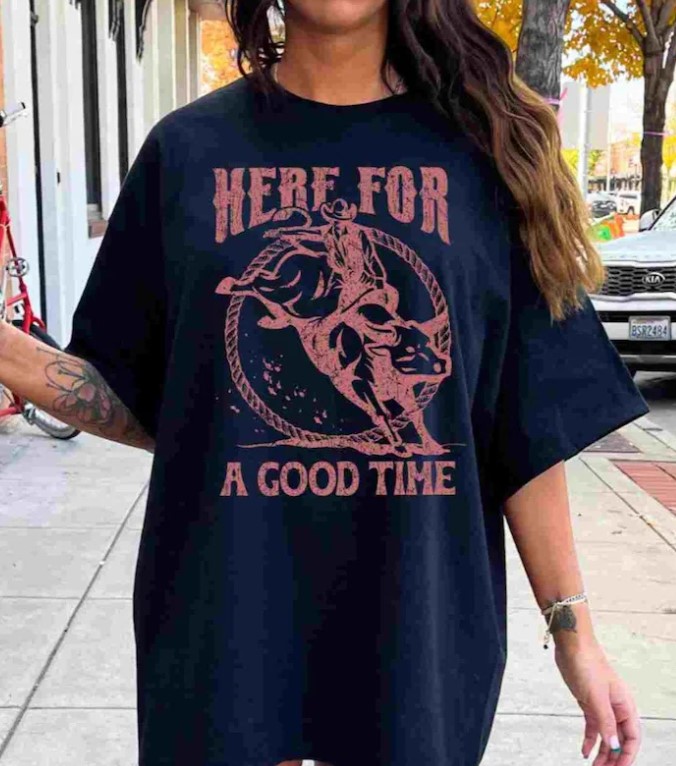 Western Rodeo Shirt, Here For A Good Time Vintage Country Concert Cowgirl Shirt Outfit, Shirt Outfit Idea