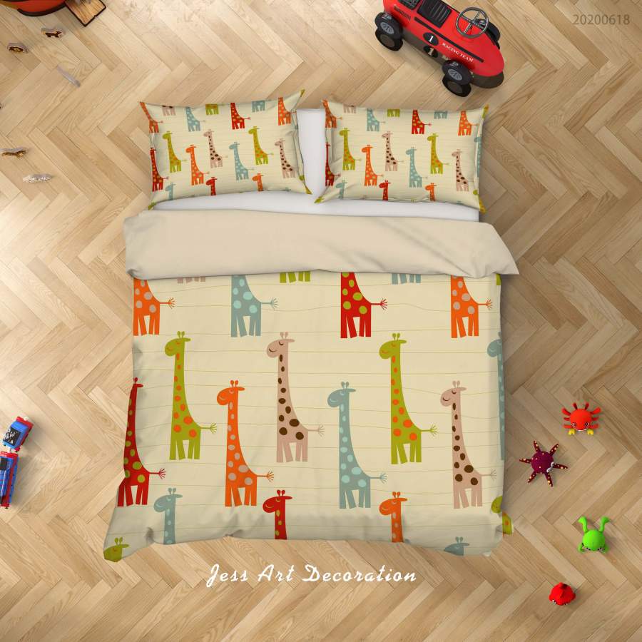 3D Cartoon Giraffe Quilt Cover Set Bedding Set Duvet Cover Pillowcases SF