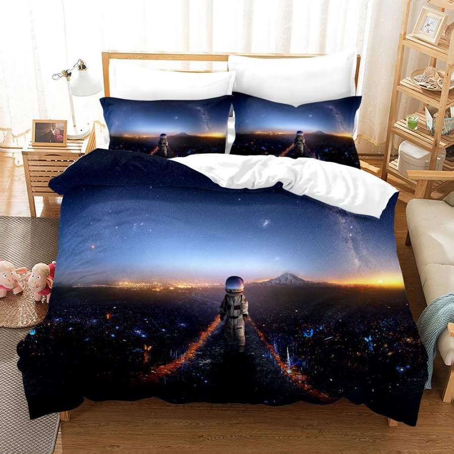 3D Dawn Sky Astronaut Quilt Cover Set Bedding Set Duvet Cover Pillowcases SF48