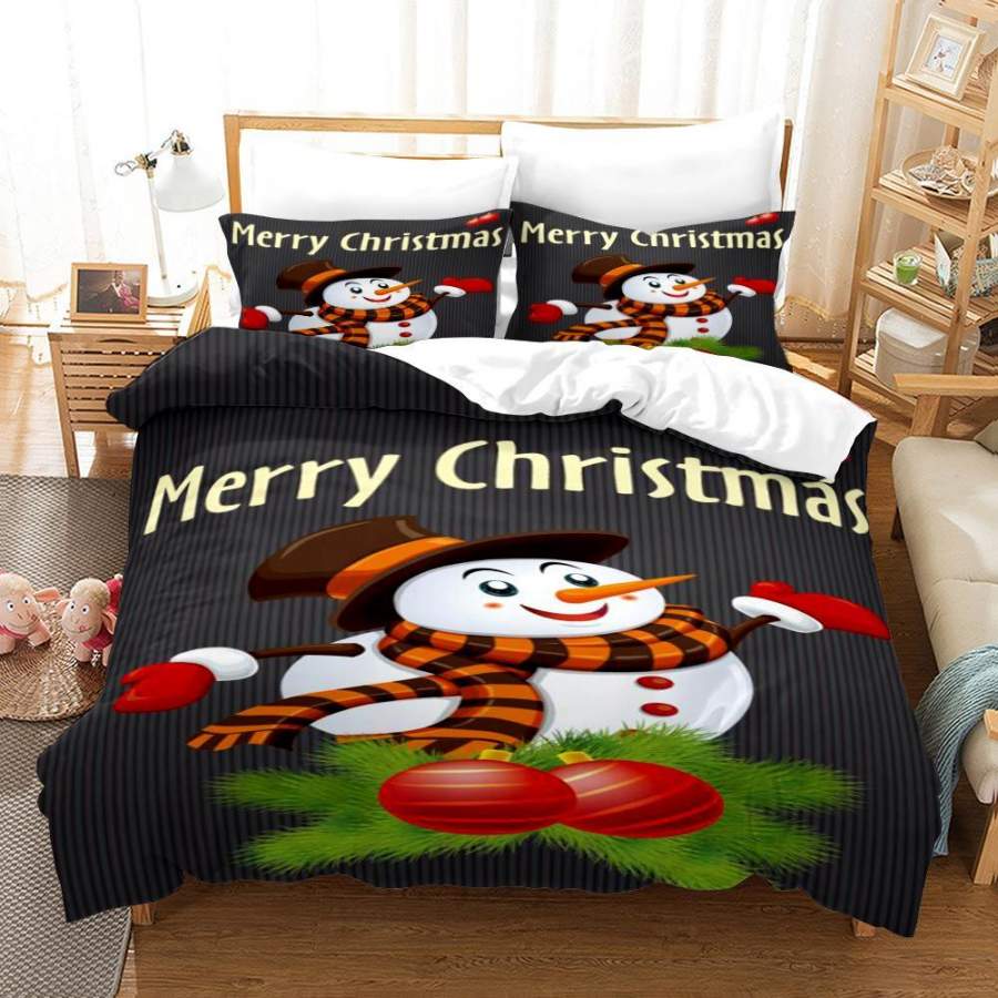 3D Christmas Snowman Quilt Cover Set Bedding Set Duvet Cover Pillowcases A619 LQH