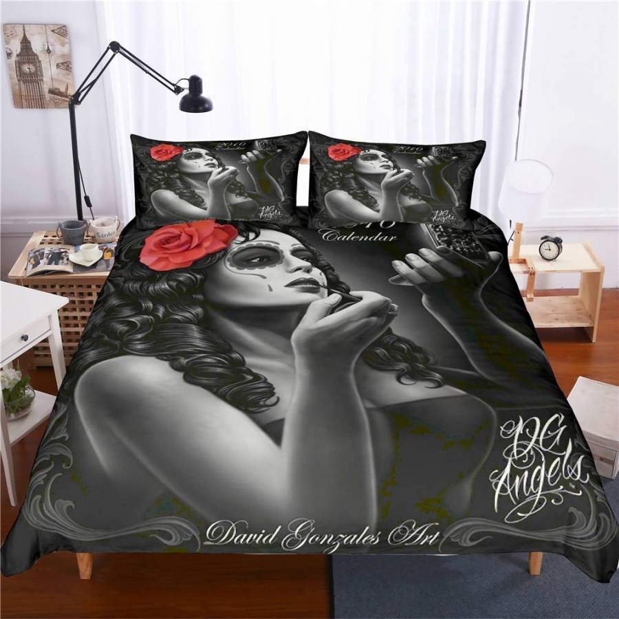 3D Skull Beauty Quilt Cover Set Bedding Set Pillowcases 66