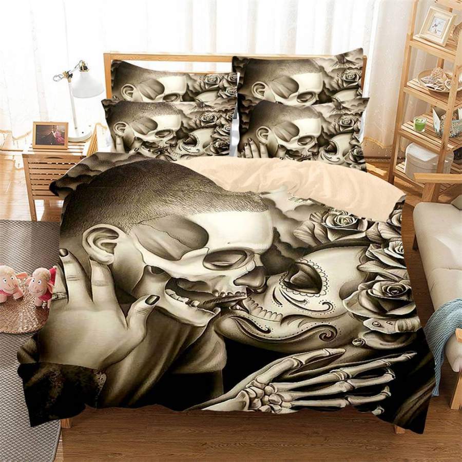 3D Skull Beauty Quilt Cover Set Bedding Set Pillowcases 75