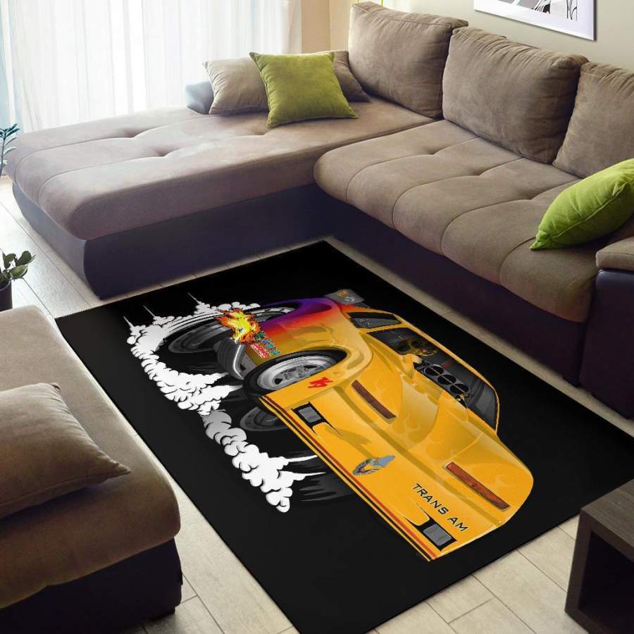 Yellow Firebird Trans Am Dragster Area Rug Carpets