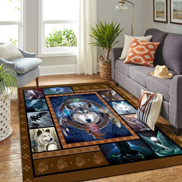 Wolf With Wings Brown Mk Carpet Area Rug – Home Decor – Bedroom Living Room Décor