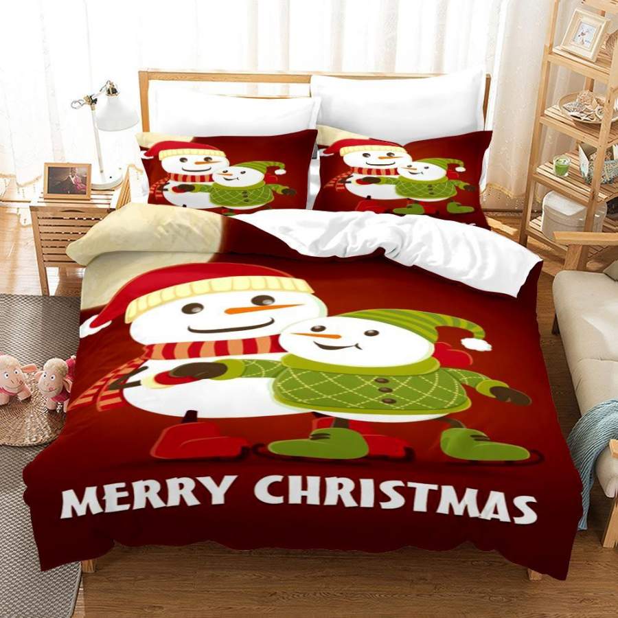 3D Christmas Snowman Quilt Cover Set Bedding Set Duvet Cover Pillowcases A611 LQH