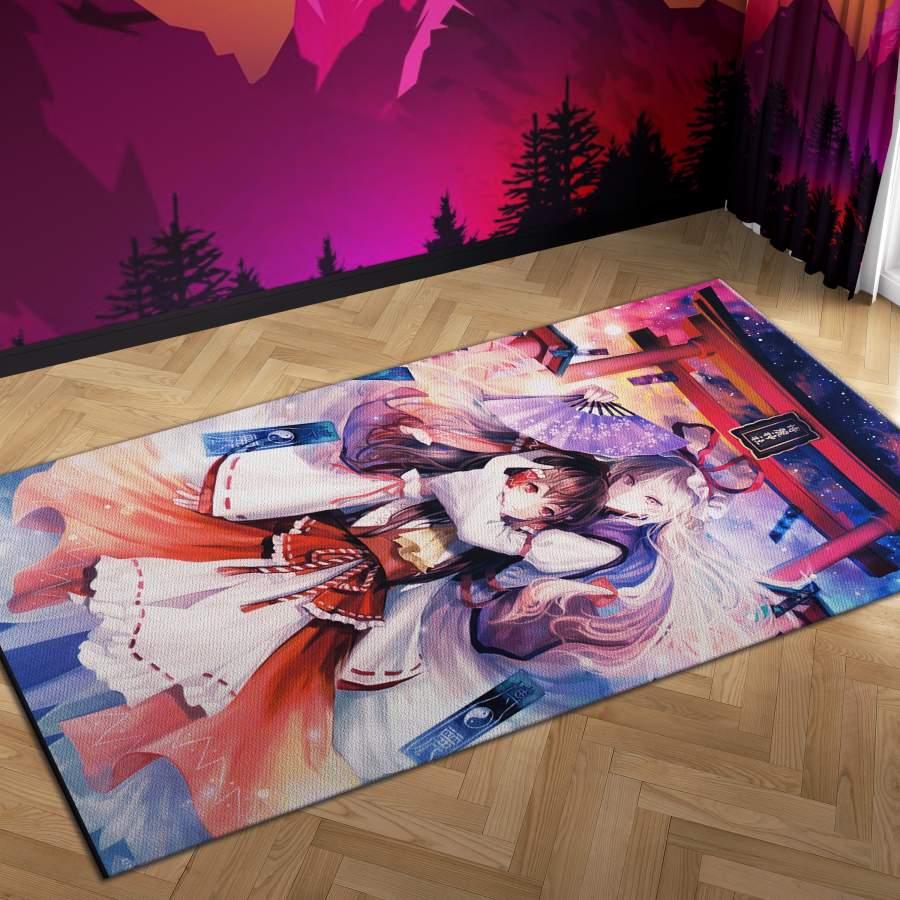 Touhou Yakumo Yukari Hakurei Reimu Miko Carpet Mock Area Rug – Home Decor – Bedroom Living Room Décor